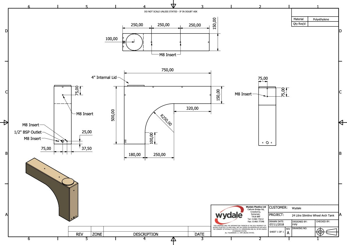 Wheel arch tank - Various sizes